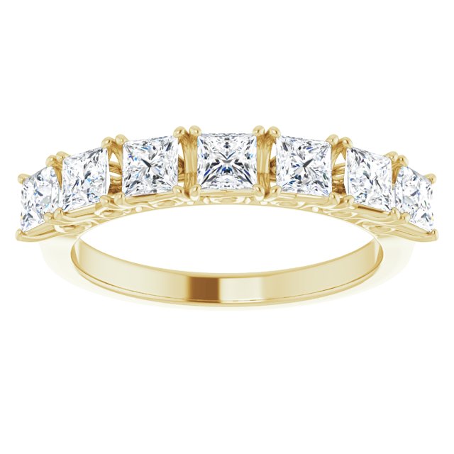 1.26 ct. Princess Cut Diamond Wedding Band 7 Stone Anniversary Ring-VIRABYANI